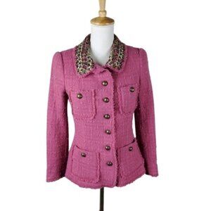 Moschino CheapAndChic Flower Embellished Boucle Jacket In Pink Size 8